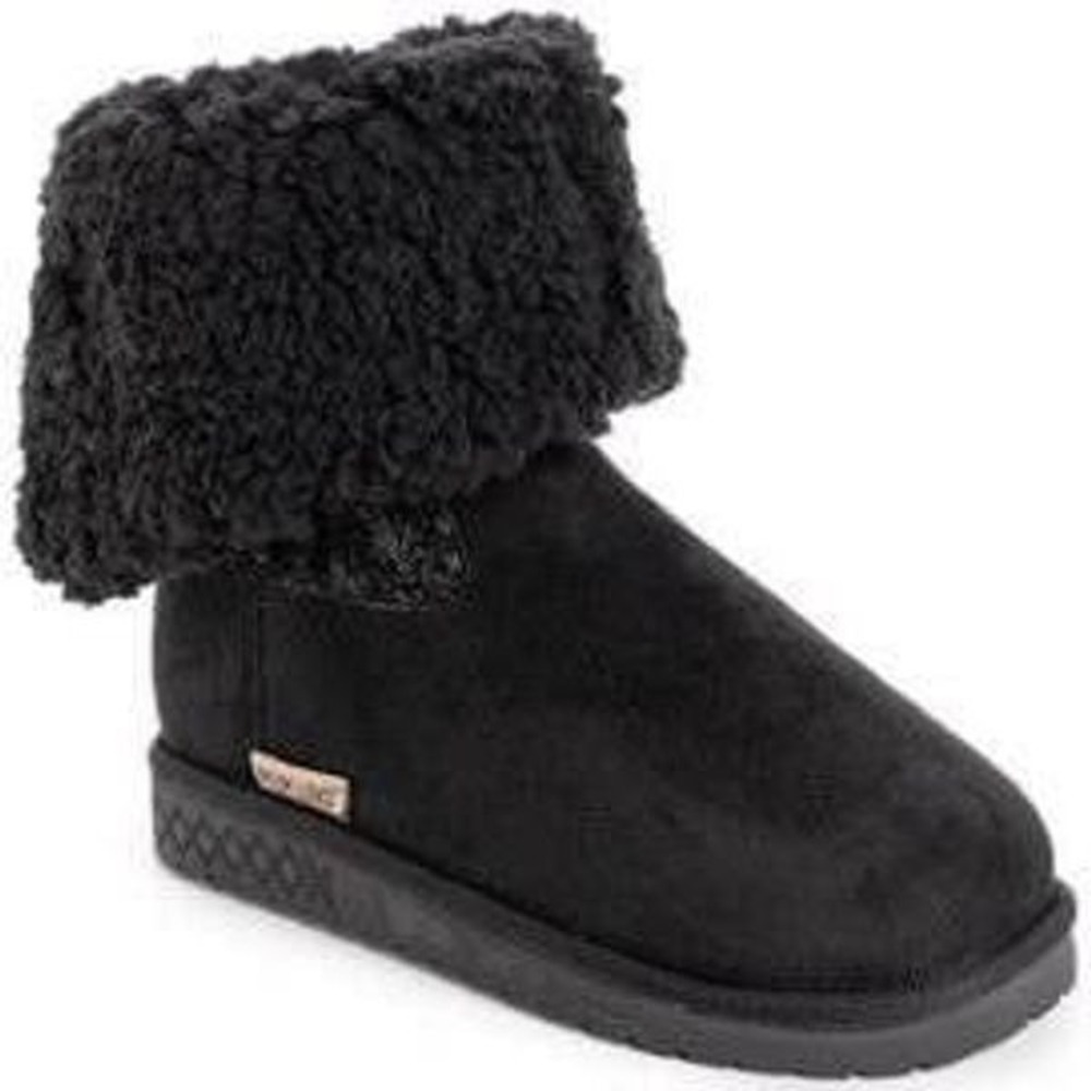 Muk Luk Sz 8 Black Fold Over Knit Boots